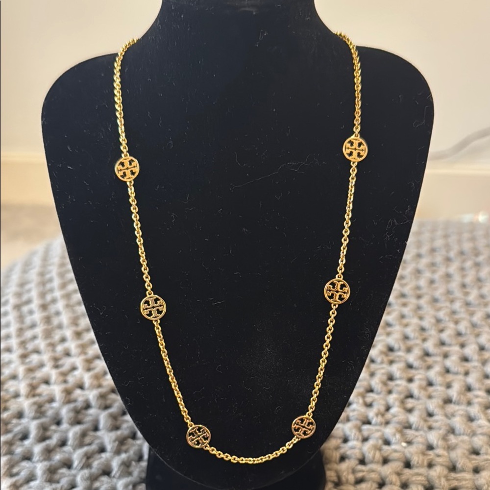Authentic Tory Burch Miller Gold Tone Necklace